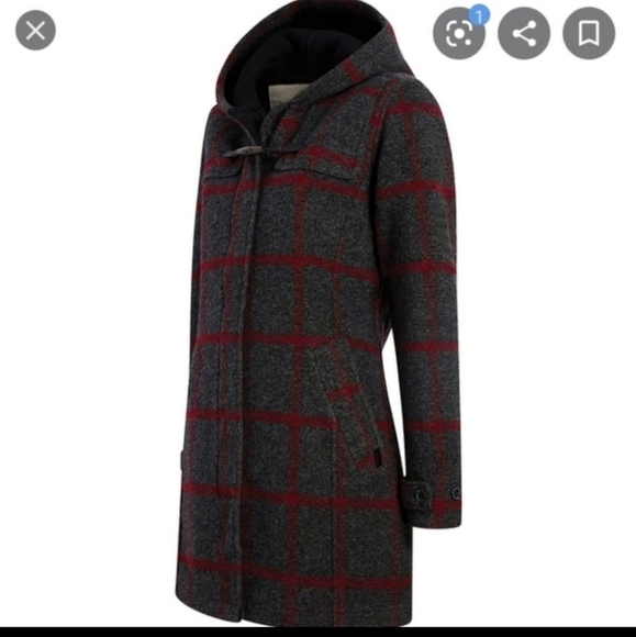 Woolrich Ember Peak Wool Plaid Checked Hoodie Winter Snow Fall Pea Coat - Picture 2 of 14